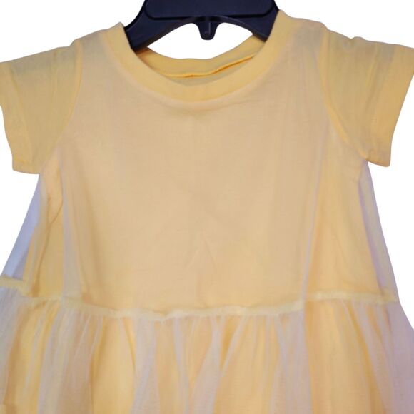 Girl's Short Sleeve Crew Neck Summer Casual Dress Yellow Size 2T - Picture 4 of 7